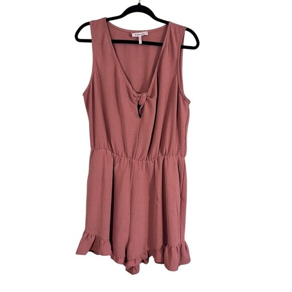 BCBG Romper Women L Pink Ruffle Neutral Minimalist Festival Y2K Feminine Girly - Picture 1 of 13